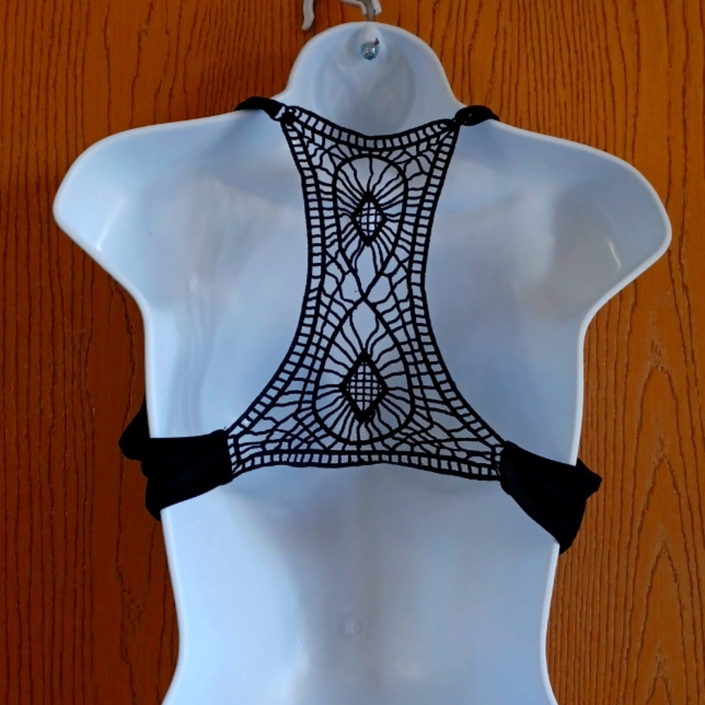 Black Crochet Back push up Bikini top